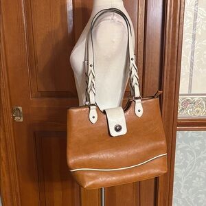 Chic Brown and Cream Shoulder Bag by Sam & Hadley